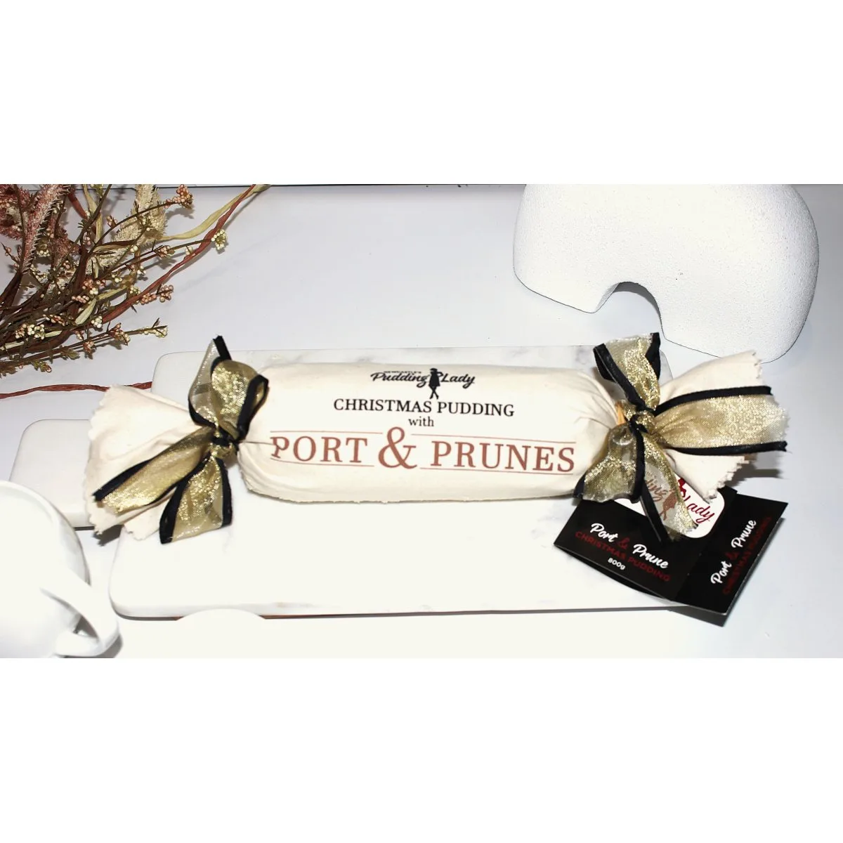 Port and Prune Pudding 800g - Log in cloth